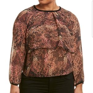 NEW Floral Long Sleeve Chiffon Top Blouse Size 14